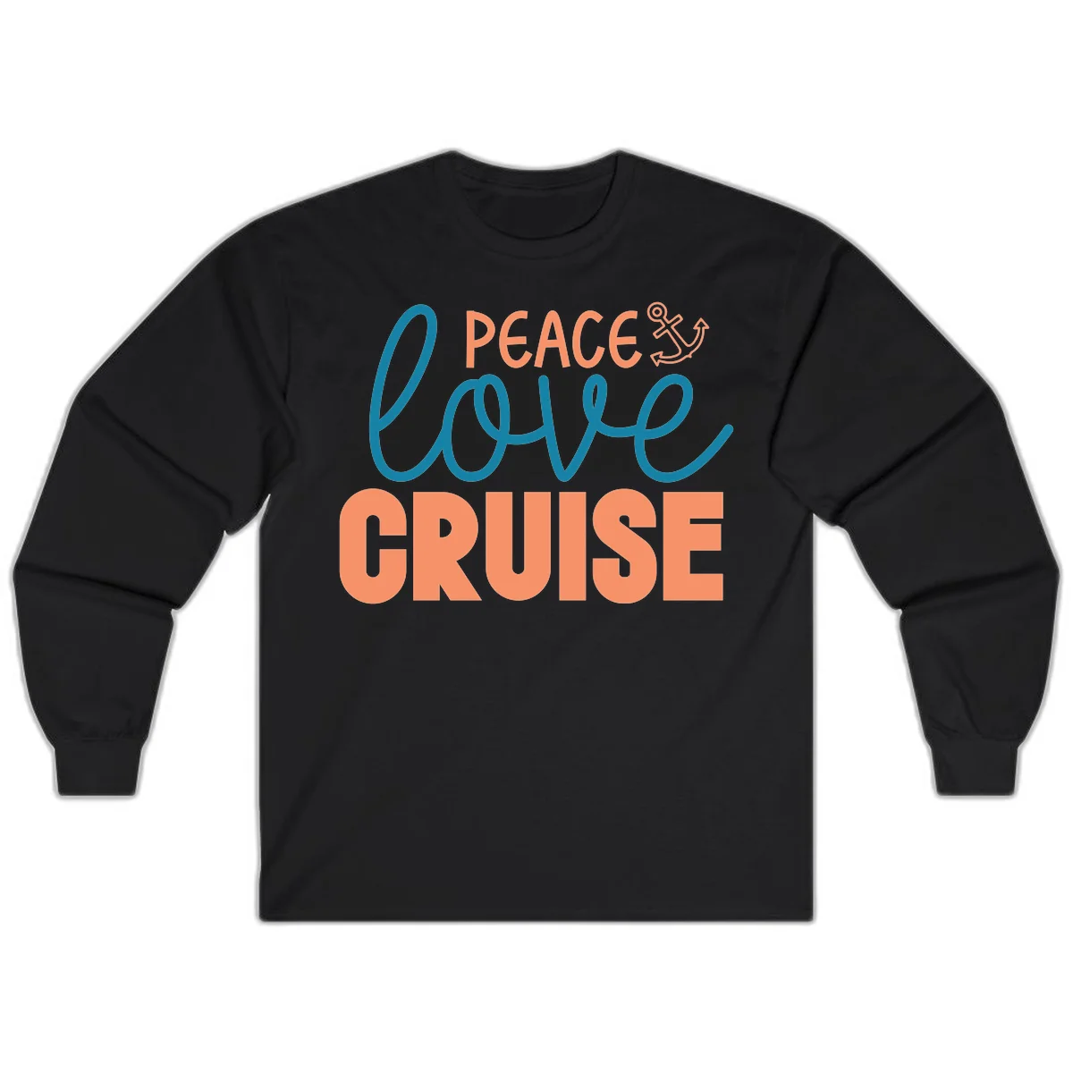 Peace Love Cruise Long Sleeve T-Shirt in Black