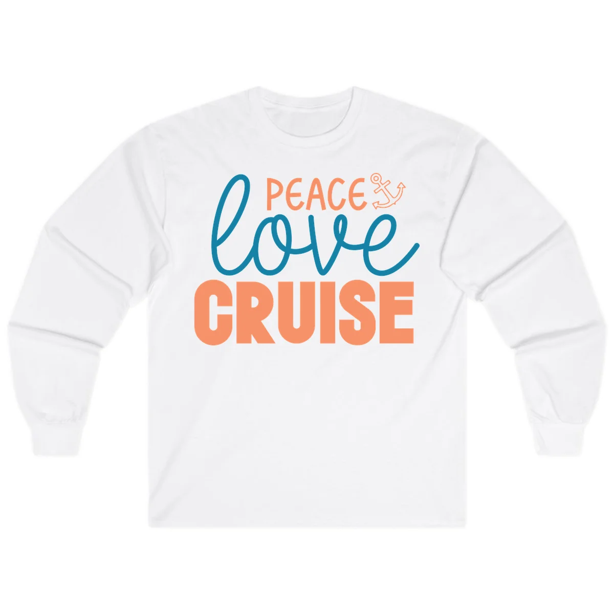 Peace Love Cruise Long Sleeve T-Shirt in White