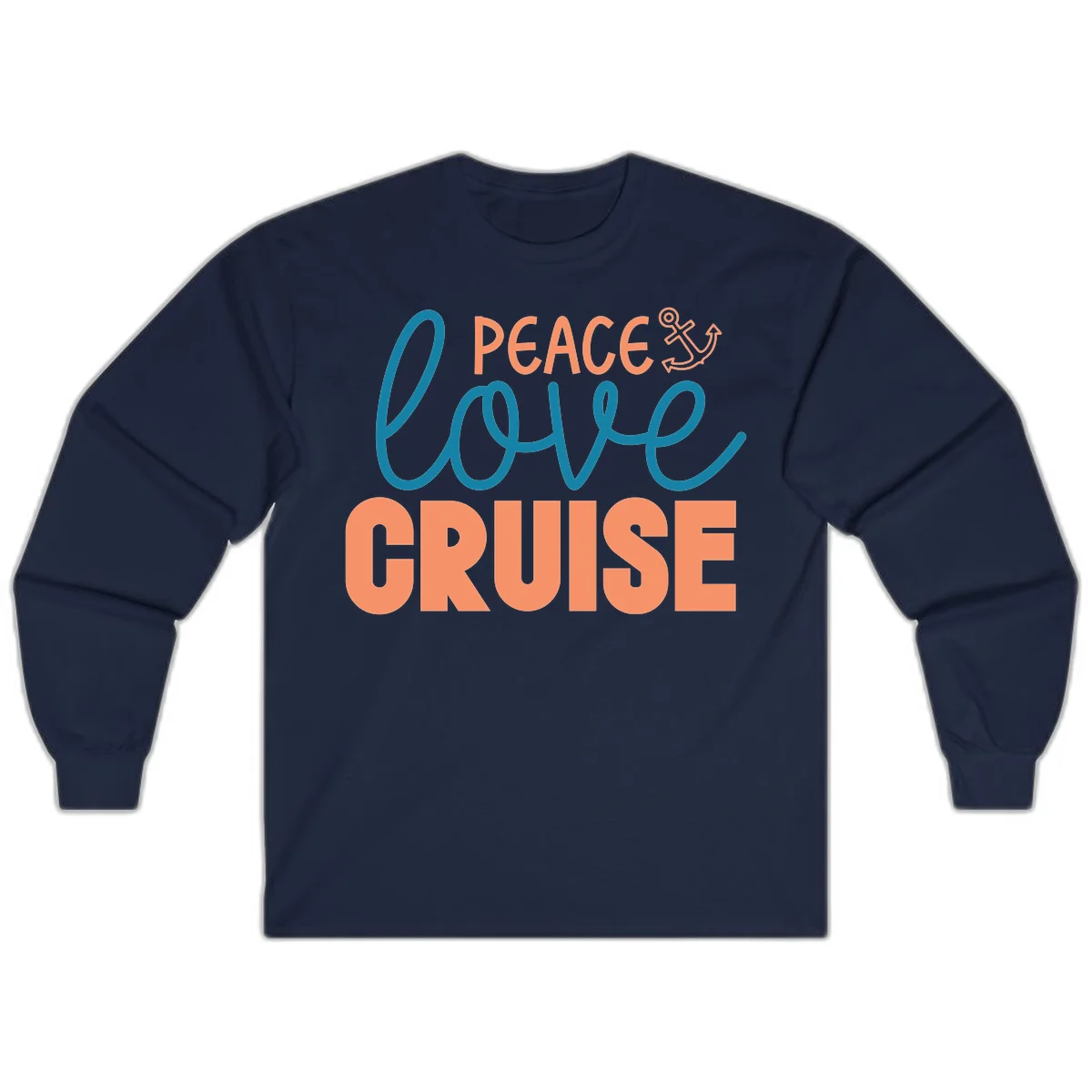 Peace Love Cruise Long Sleeve T-Shirt in Navy