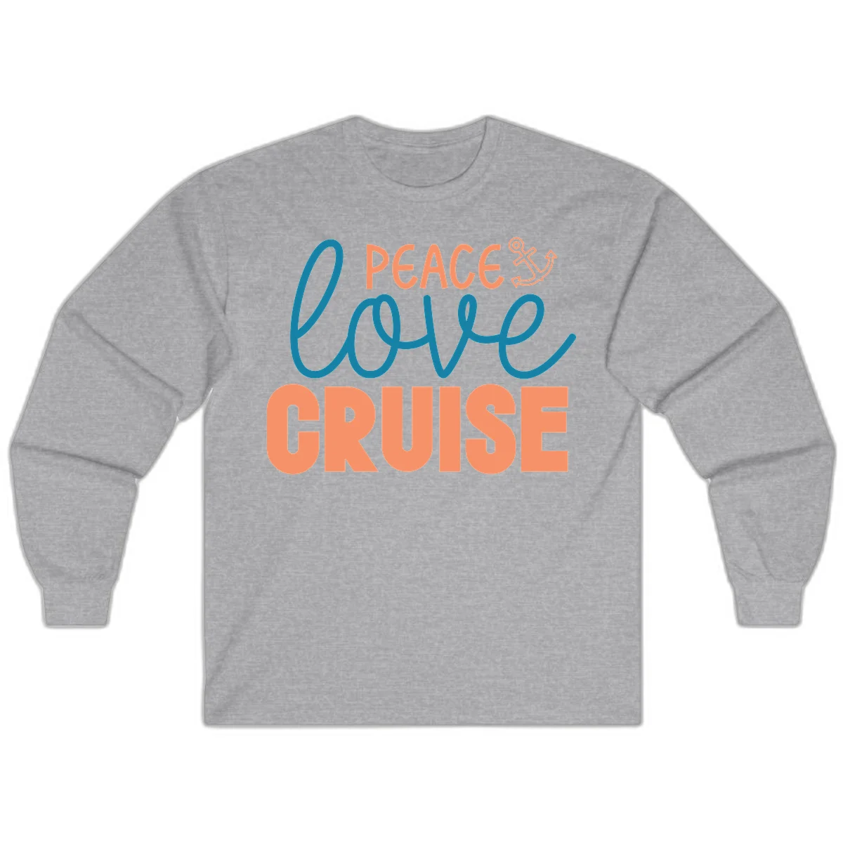 Peace Love Cruise Long Sleeve T-Shirt in Sport Grey