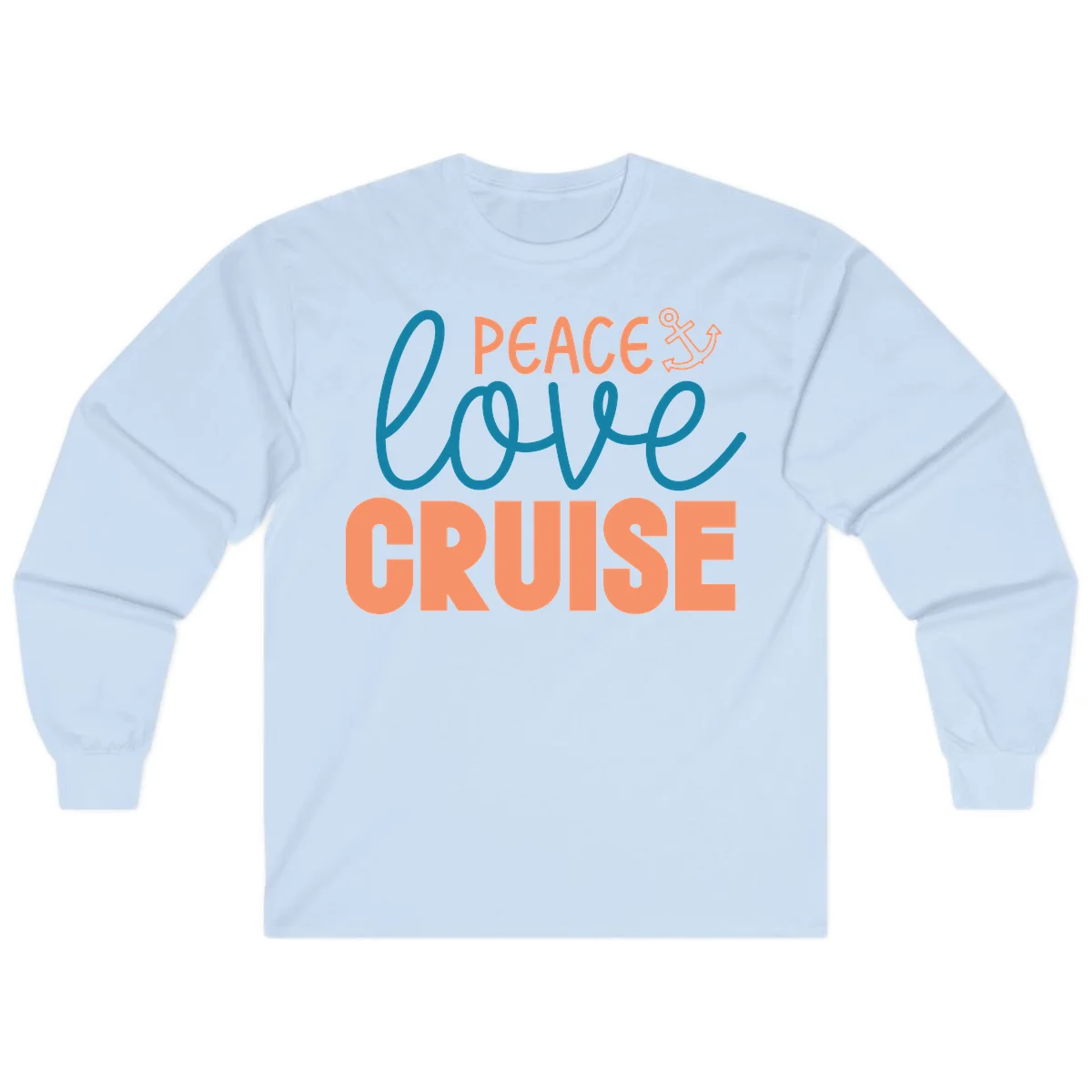 Peace Love Cruise Long Sleeve T-Shirt in Light Blue