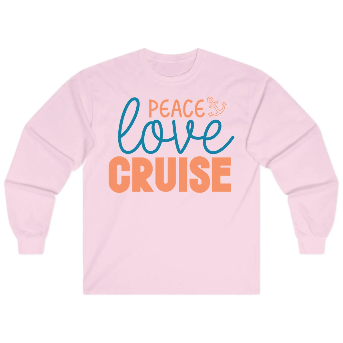 Peace Love Cruise Long Sleeve T-Shirt in Light Pink