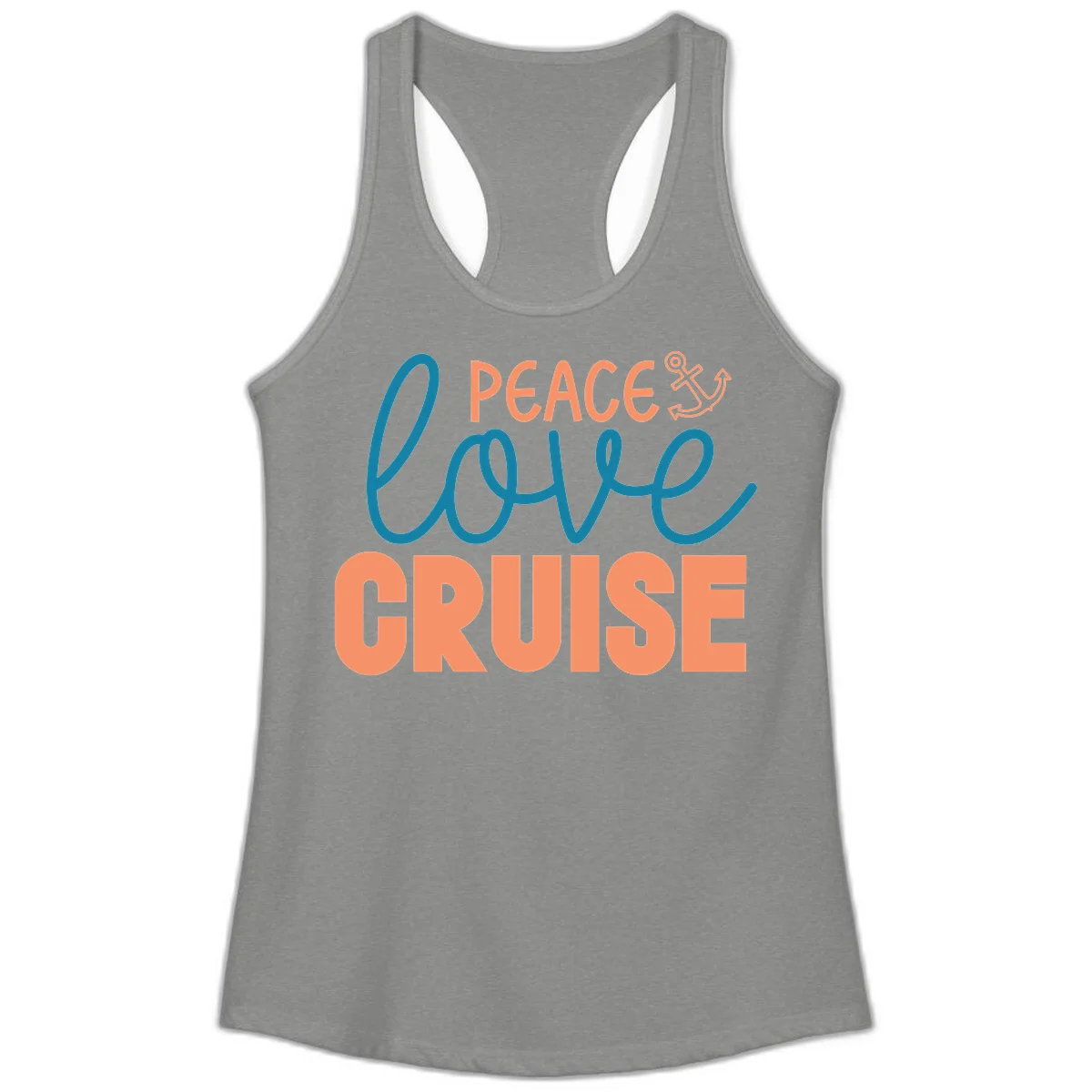 Peace Love Cruise Ladies Tank Top in Heather Grey