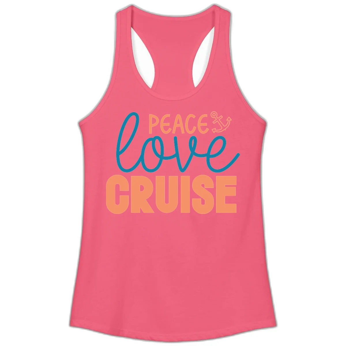 Peace Love Cruise Ladies Tank Top in Hot Pink