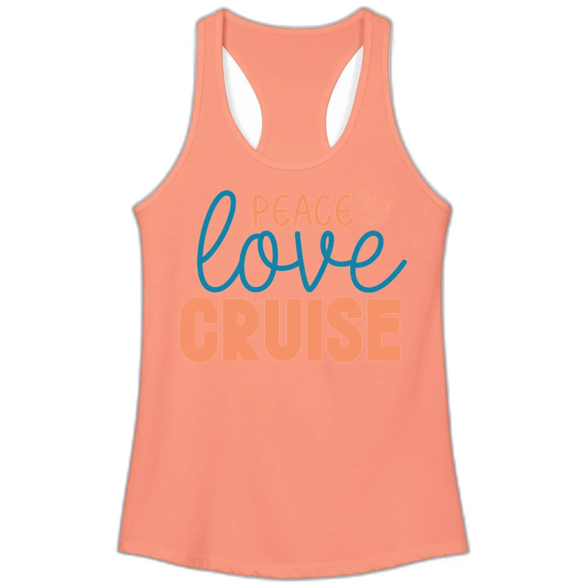 Peace Love Cruise Ladies Tank Top in Solid Light Orange