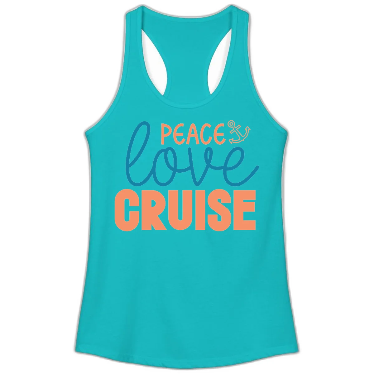 Peace Love Cruise Ladies Tank Top in Tahiti Blue