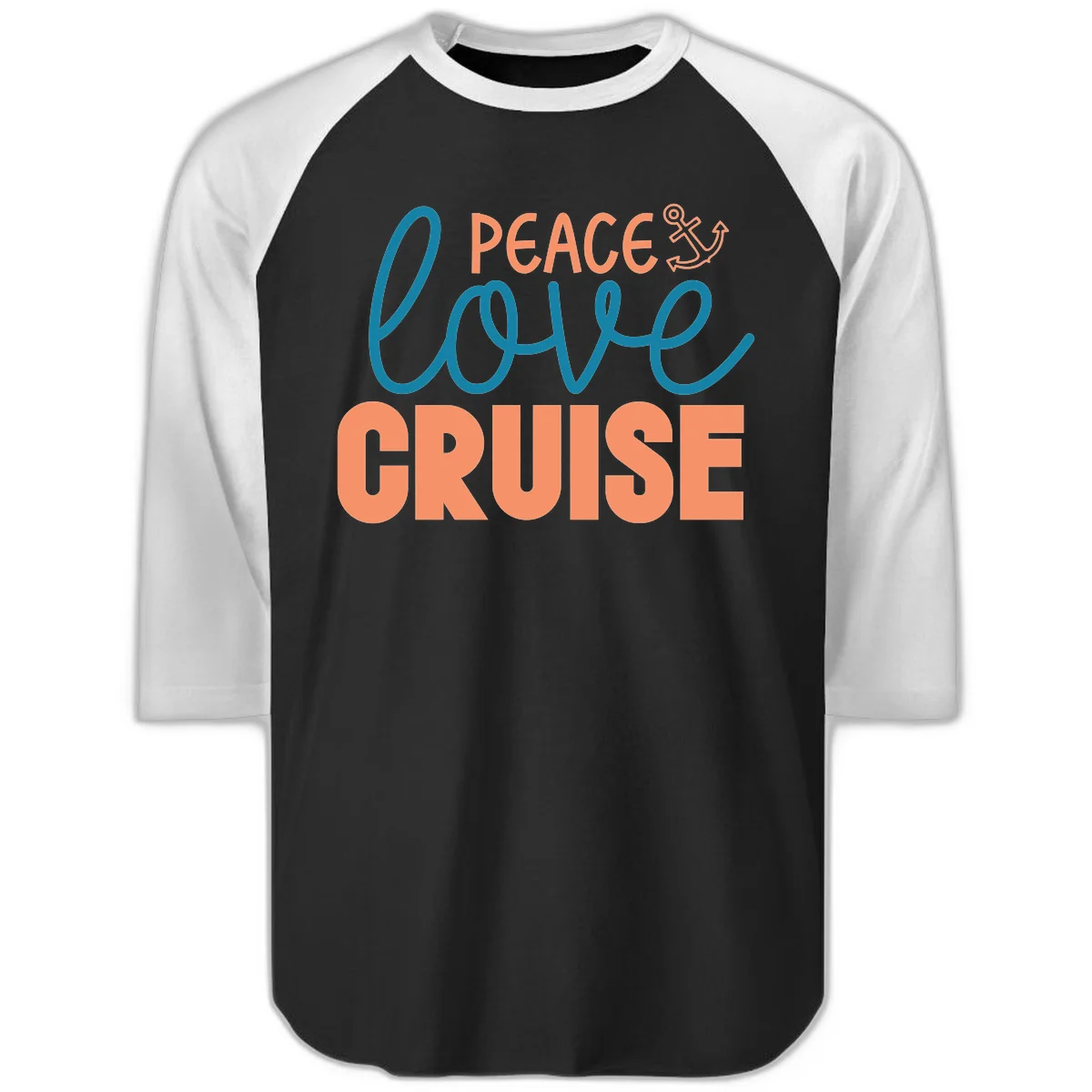 Peace Love Cruise Raglan 3/4 Sleeve in Black White