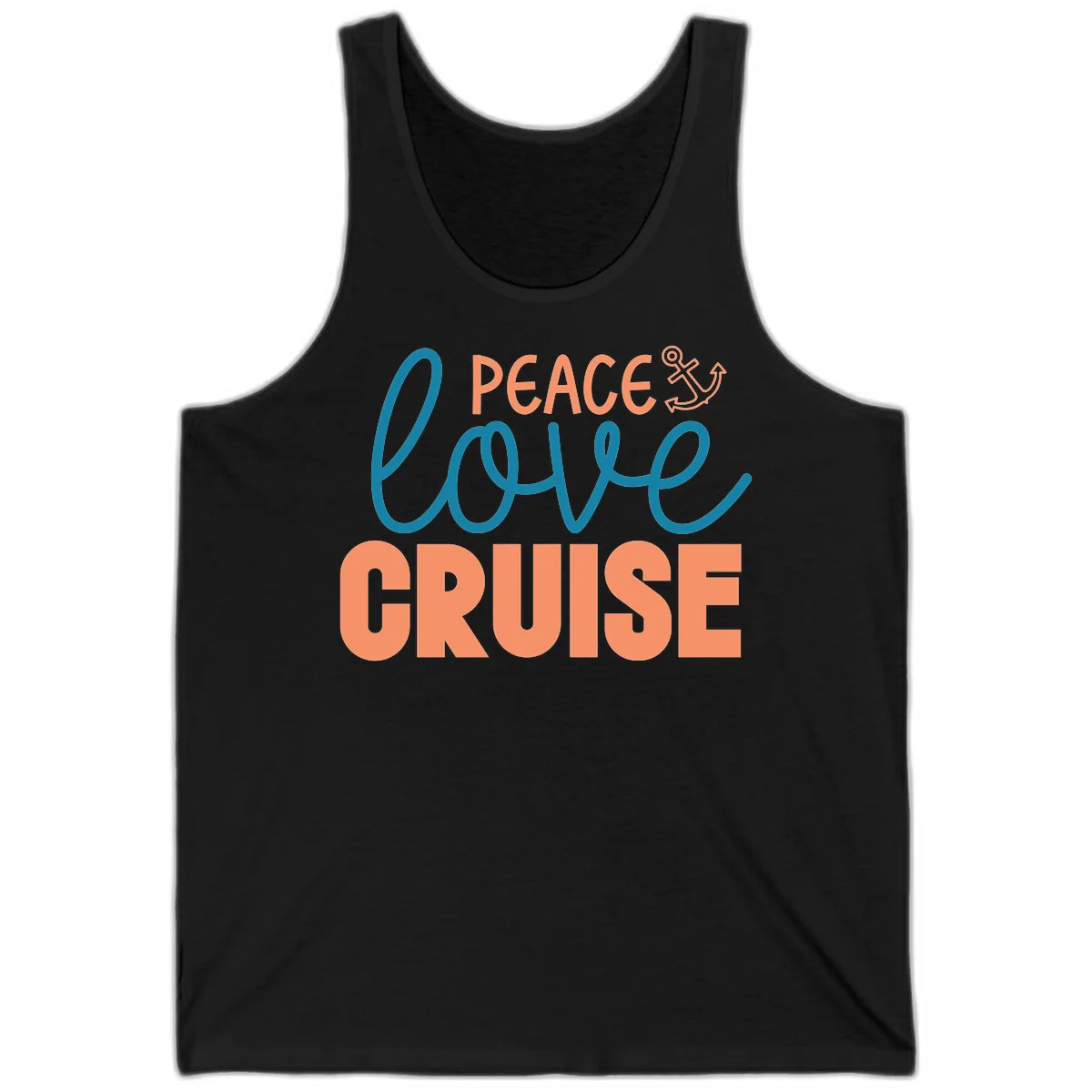 Peace Love Cruise Tank Top in Black