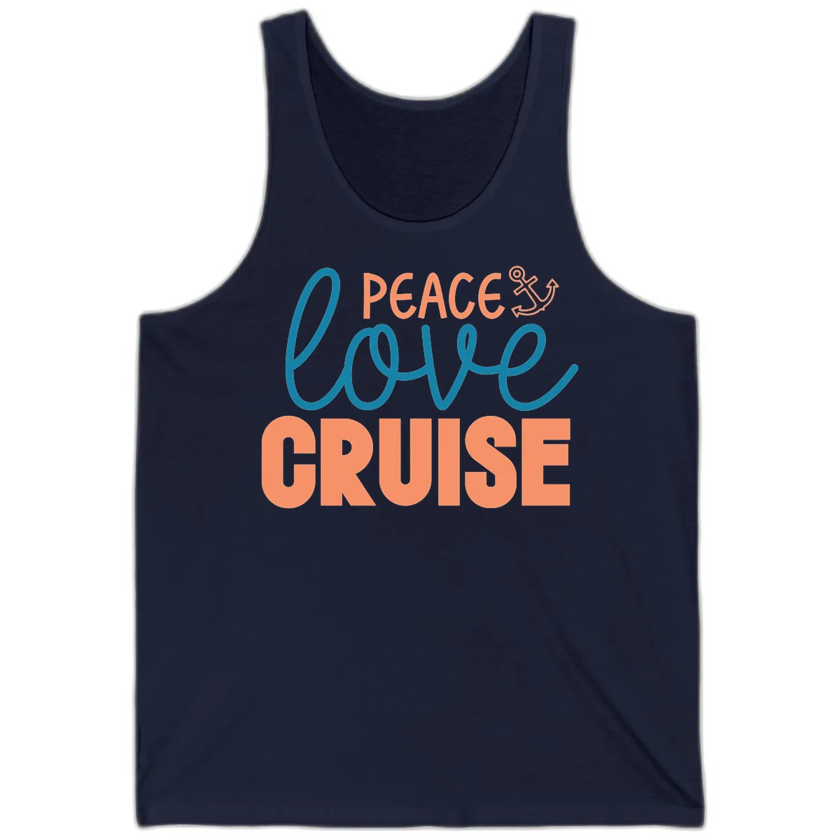 Peace Love Cruise Tank Top in Navy