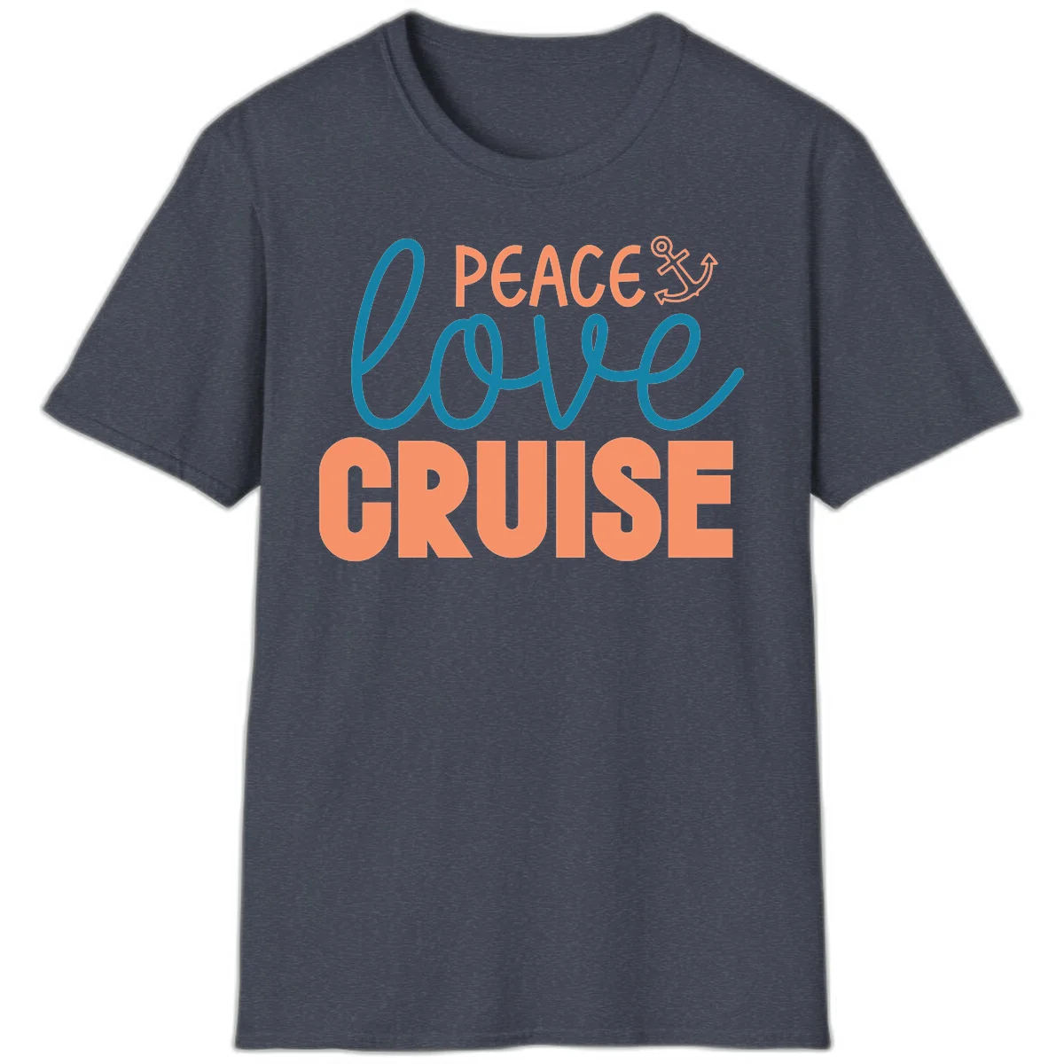 Peace Love Cruise T-Shirt in Heather Navy