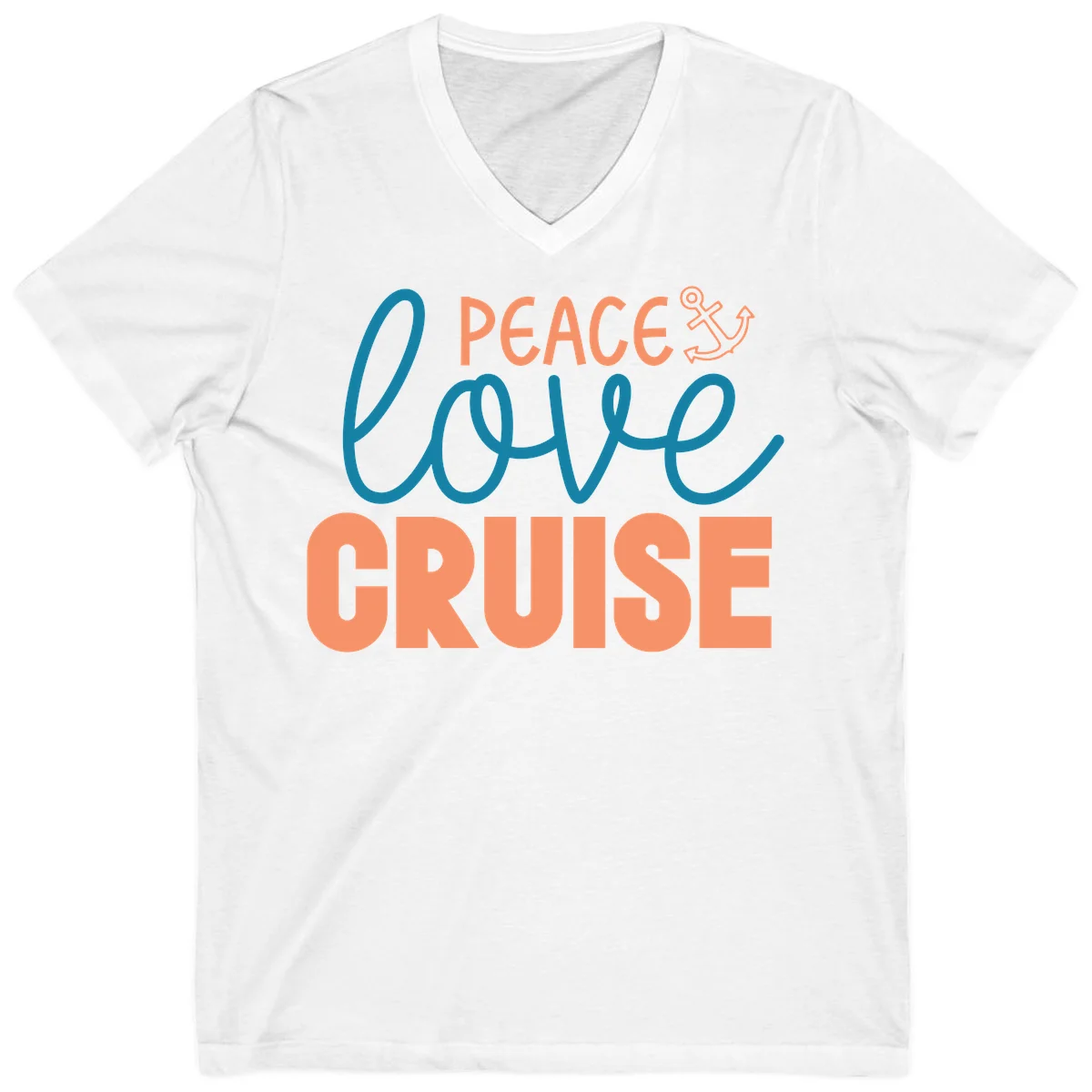 Peace Love Cruise V-Neck T-Shirt in White