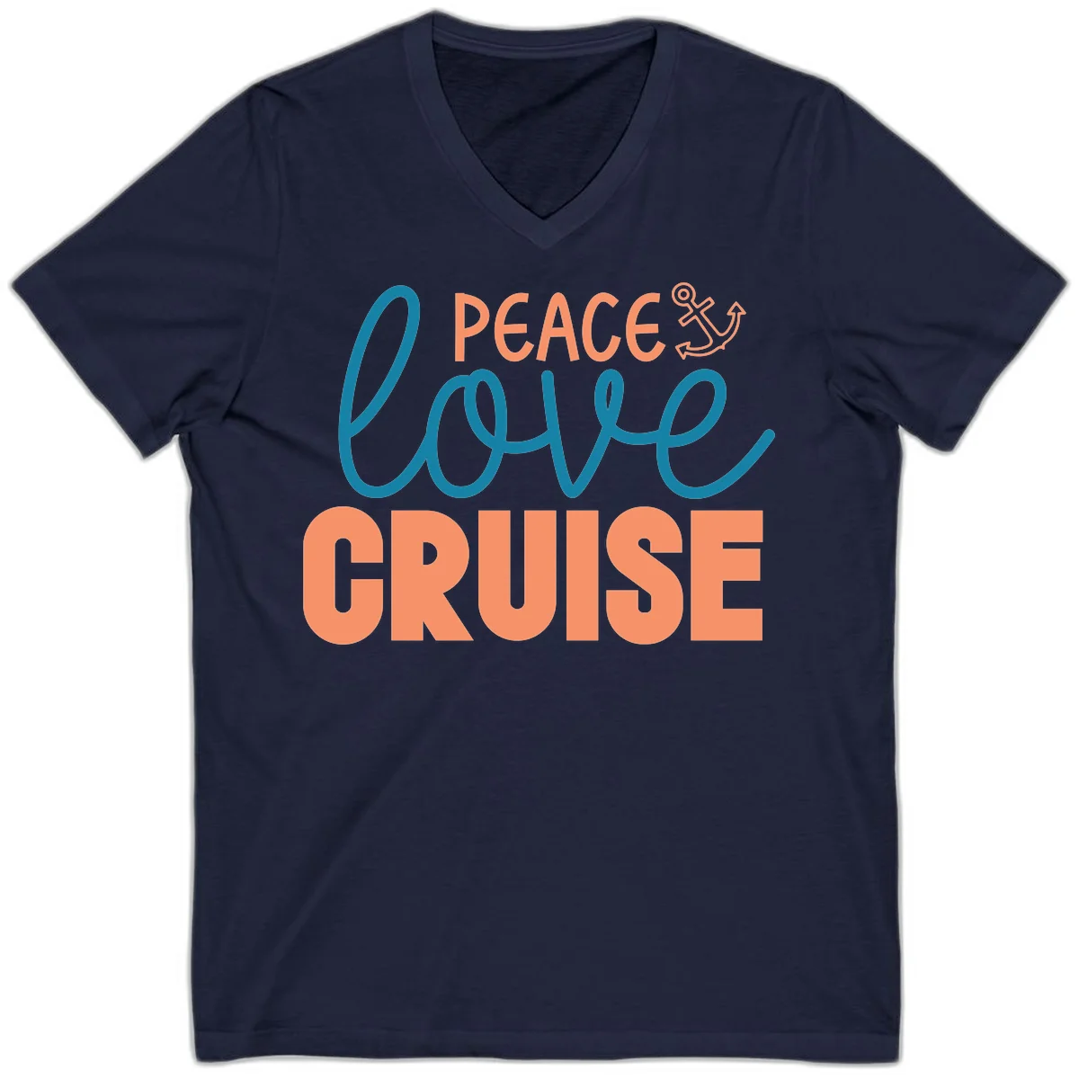 Peace Love Cruise V-Neck T-Shirt in Navy