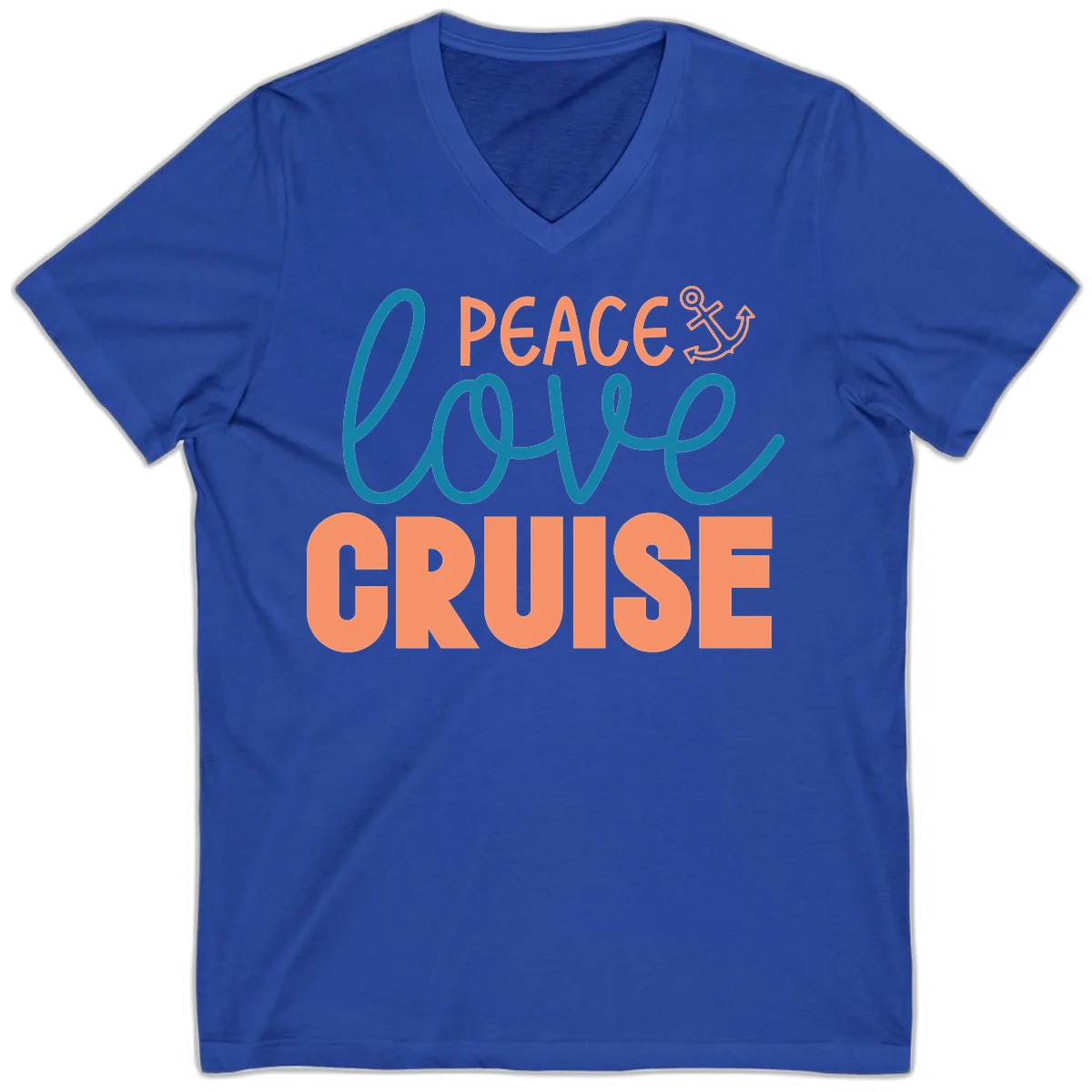 Peace Love Cruise V-Neck T-Shirt in True Royal