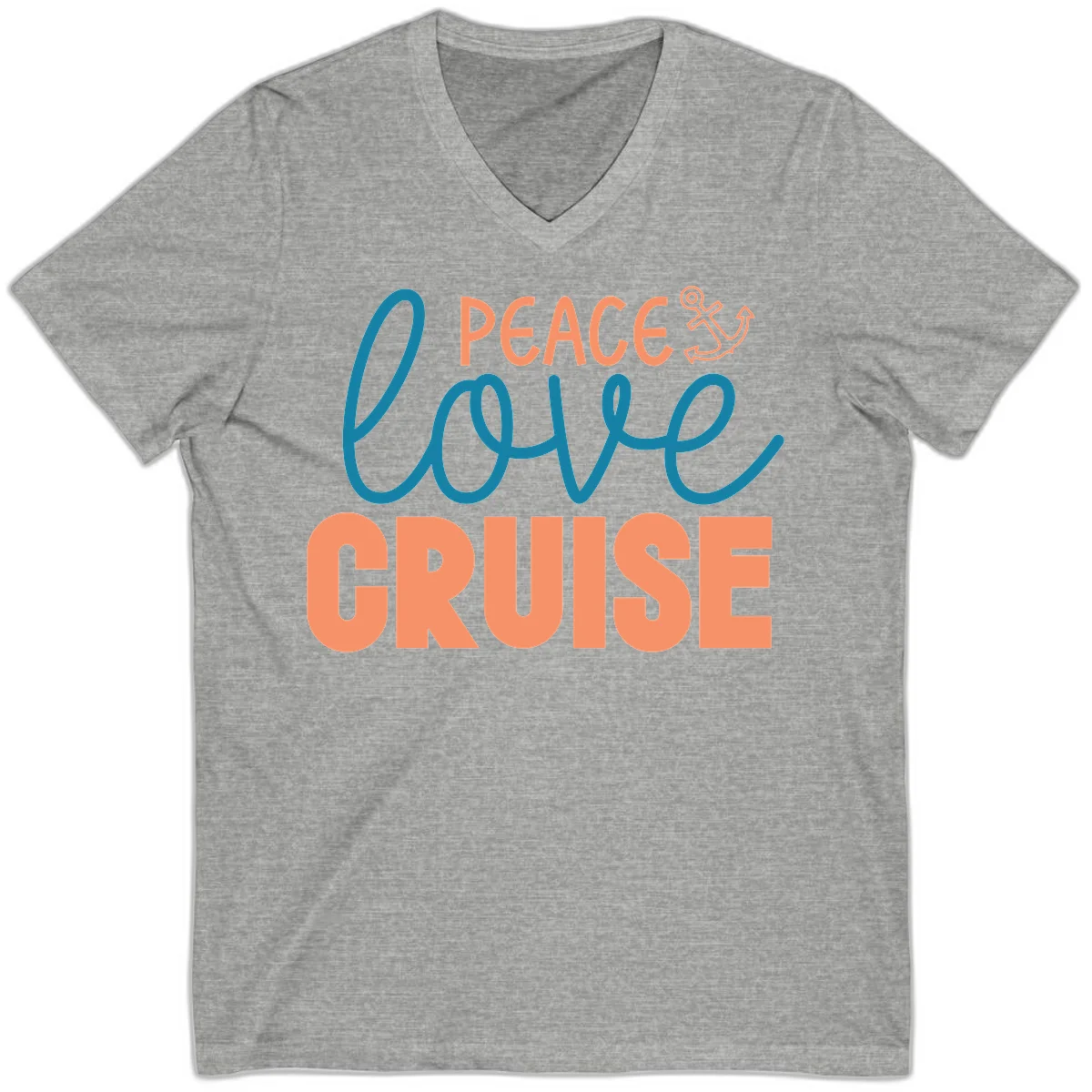 Peace Love Cruise V-Neck T-Shirt in Athletic Heather