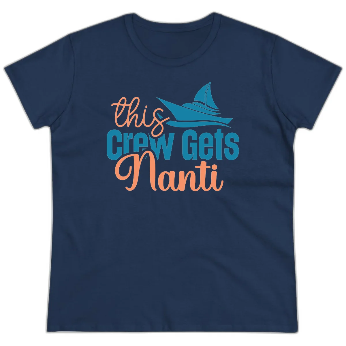 Chill Crew Gets Afloat Ladies Tee in Navy