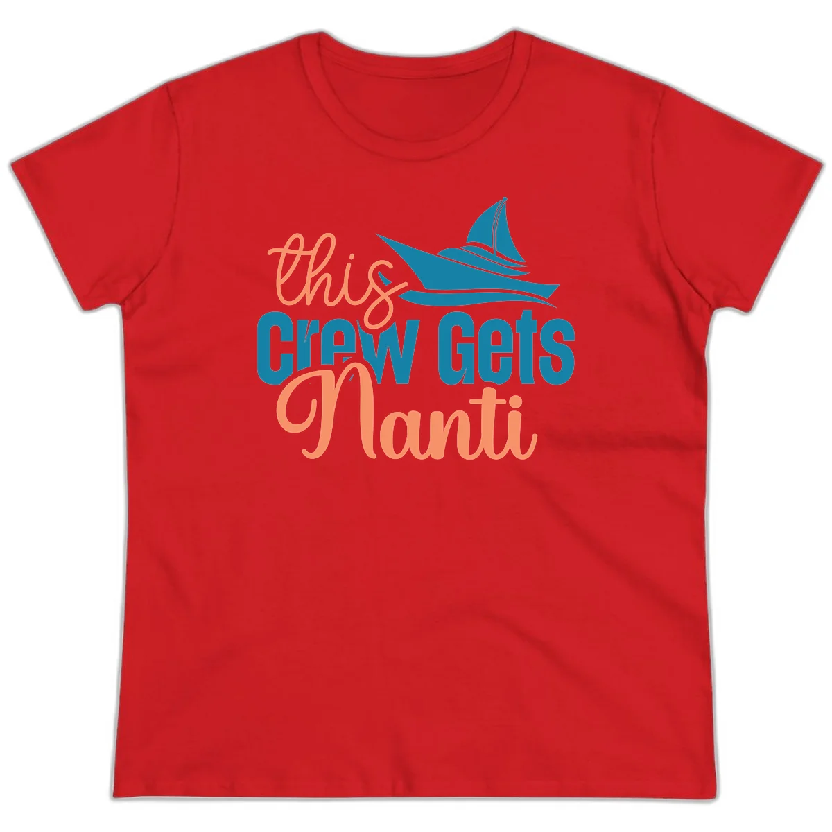 Chill Crew Gets Afloat Ladies Tee in Red