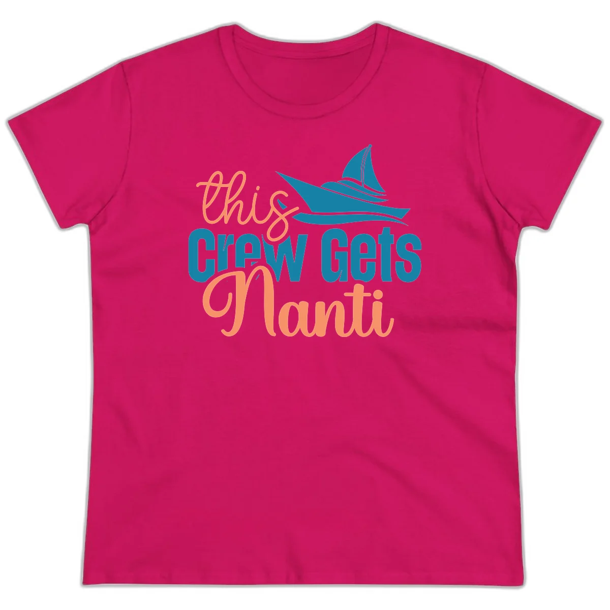 Chill Crew Gets Afloat Ladies Tee in Heliconia