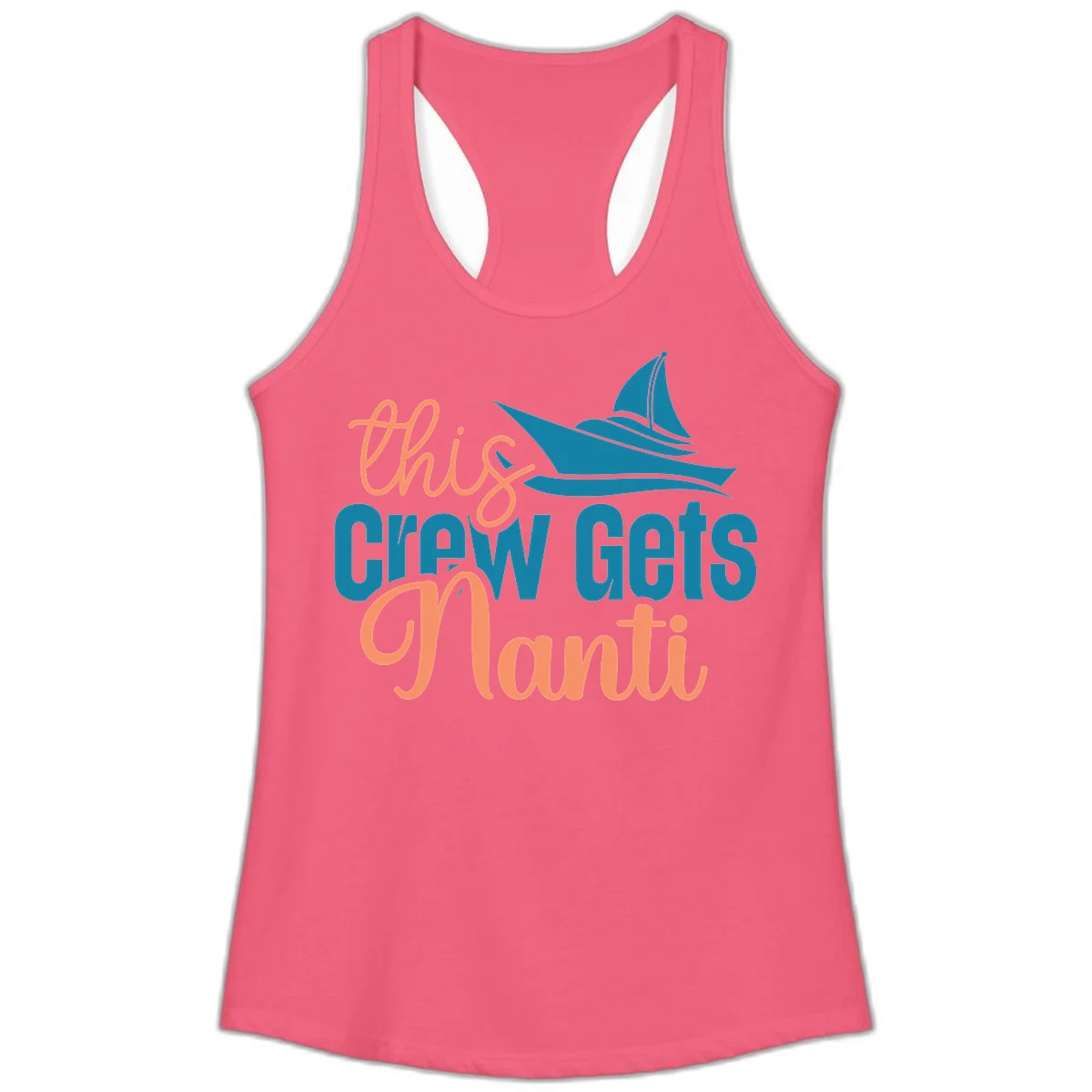 Chill Crew Gets Afloat Ladies Tank in Hot Pink