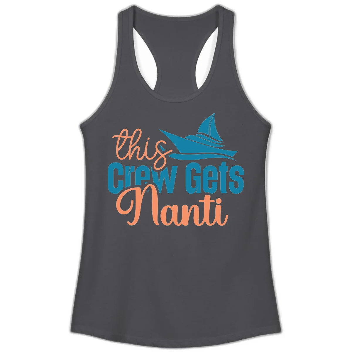 Chill Crew Gets Afloat Ladies Tank in Solid Dark Gray