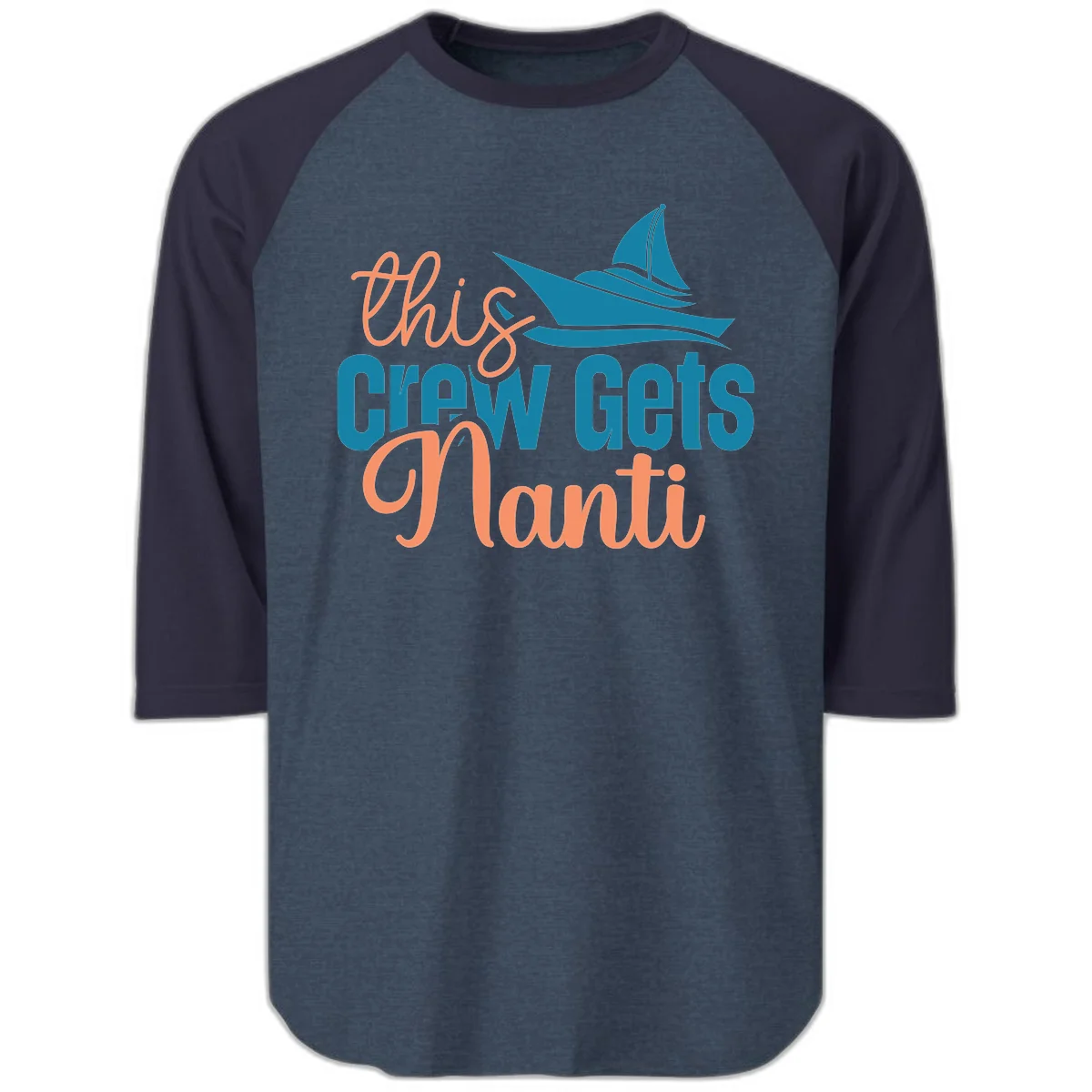 Chill Crew Gets Afloat Raglan 3/4 in Heather Denim Navy