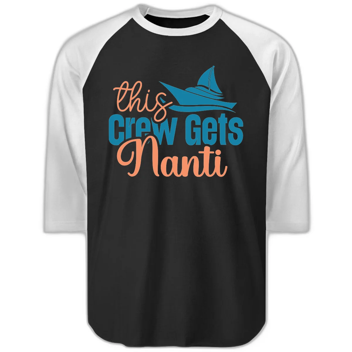 Chill Crew Gets Afloat Raglan 3/4 in Black White