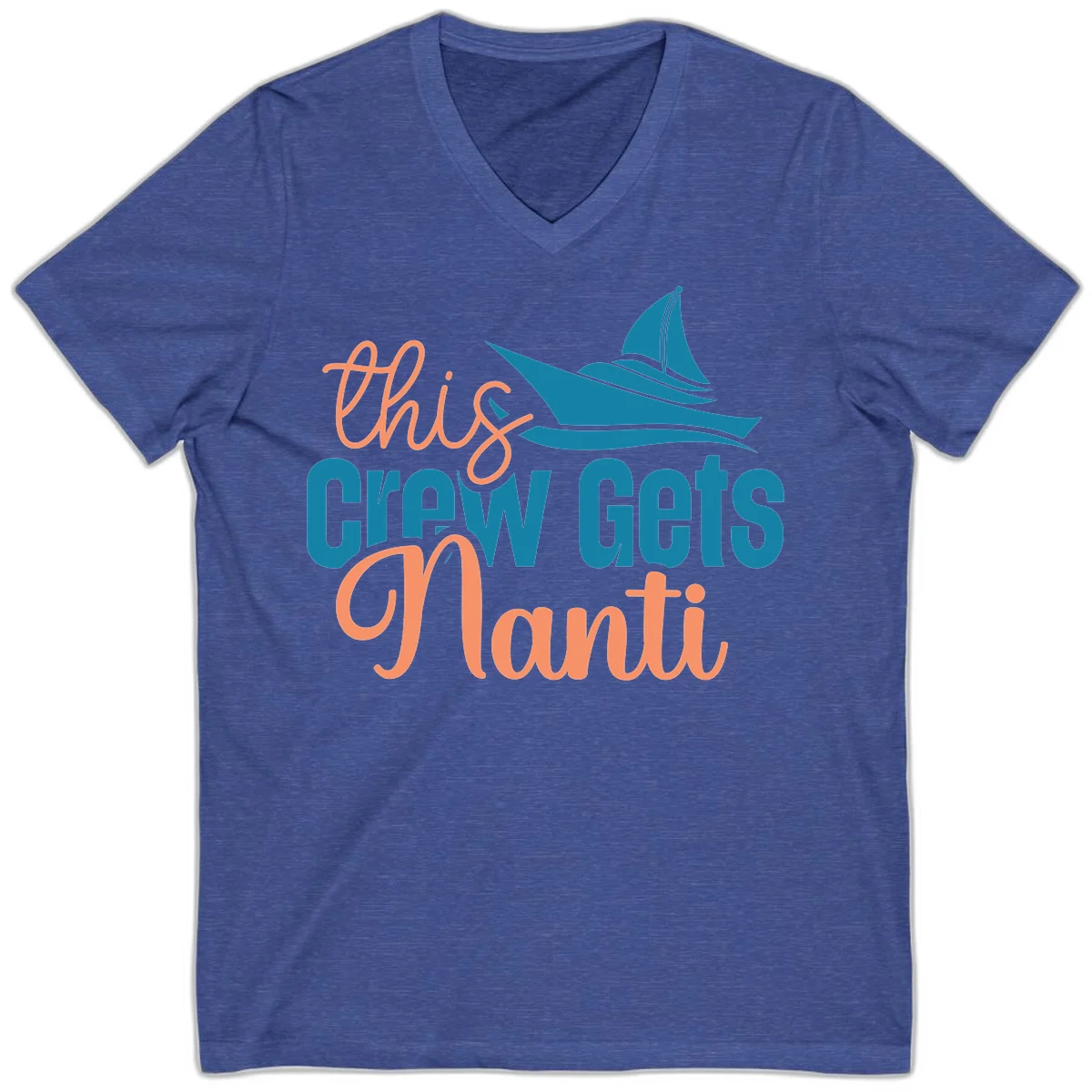 Chill Crew Gets Afloat V-Neck in Heather True Royal