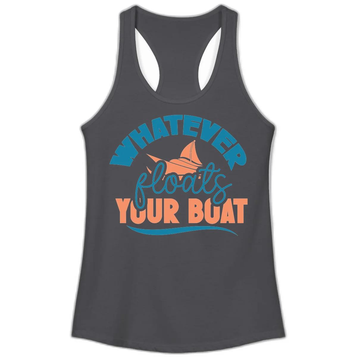 Whatever Floats Your Boat Ladies Tank Top in Solid Dark Gray