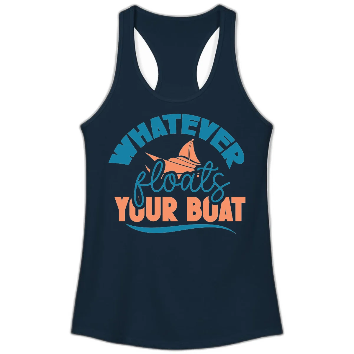 Whatever Floats Your Boat Ladies Tank Top in Solid Midnight Navy