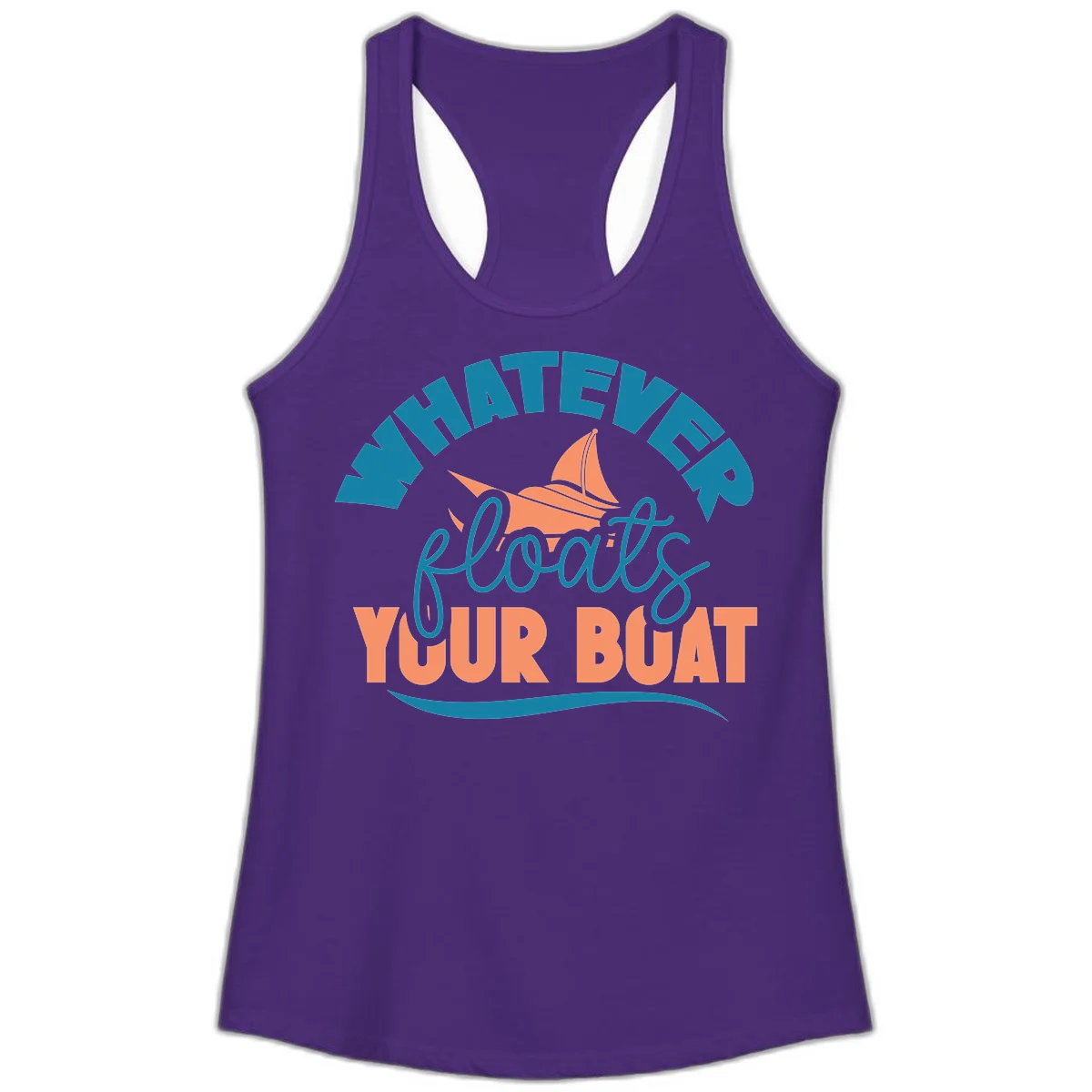Whatever Floats Your Boat Ladies Tank Top in Solid Purple Rush