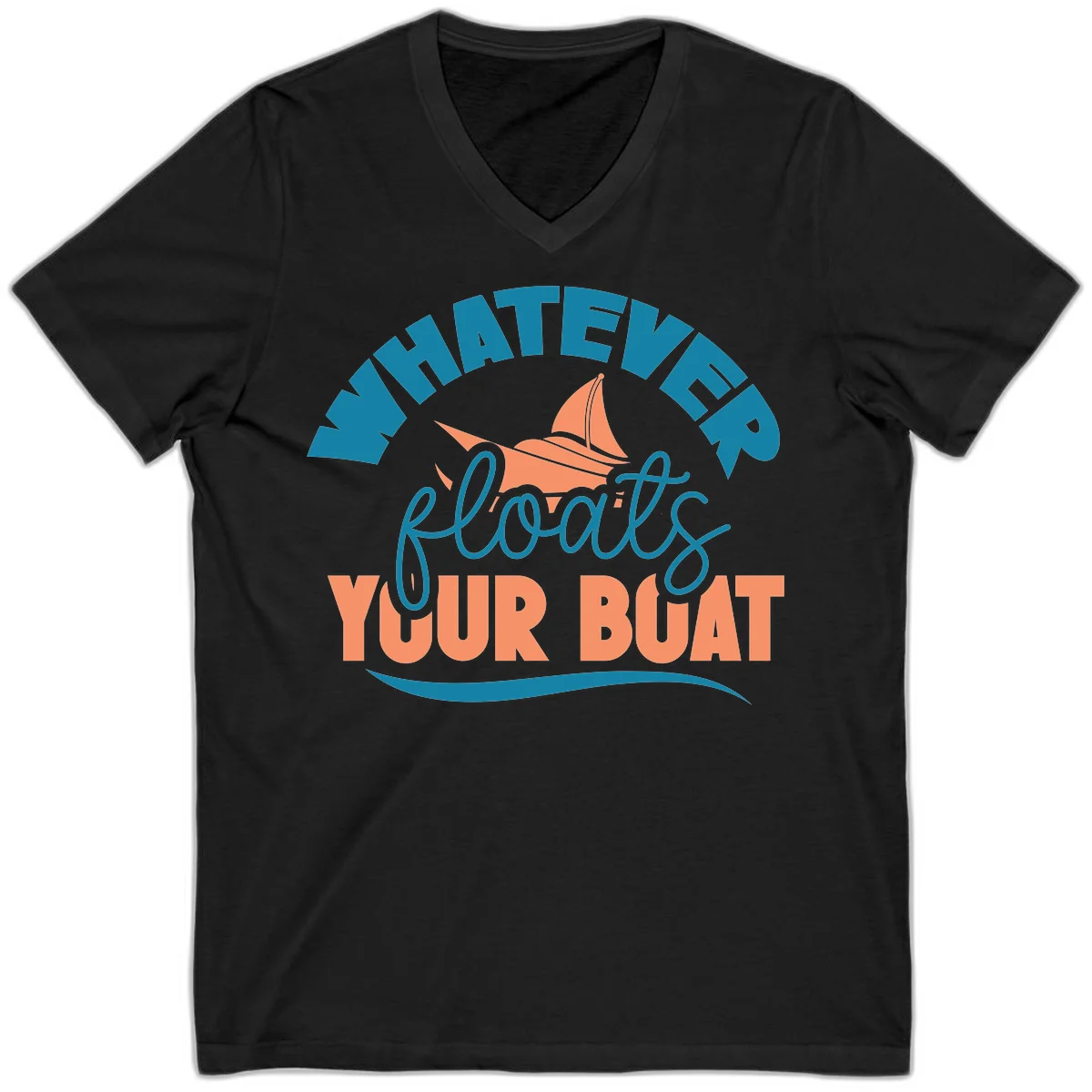 Whatever Floats Your Boat V-Neck Tee in Black