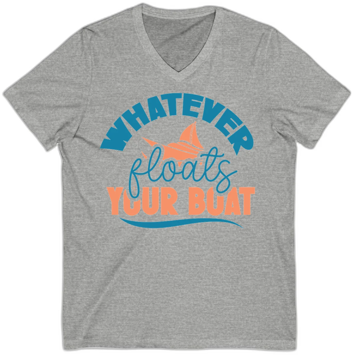 Whatever Floats Your Boat V-Neck Tee in Athletic Heather