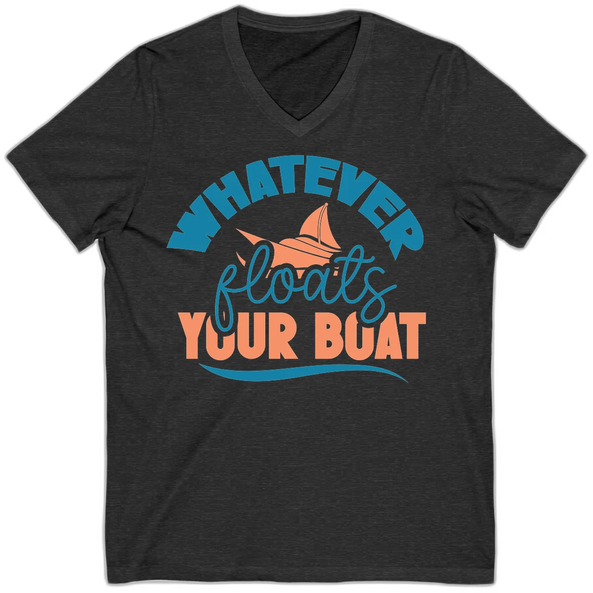 Whatever Floats Your Boat V-Neck Tee in Dark Grey Heather