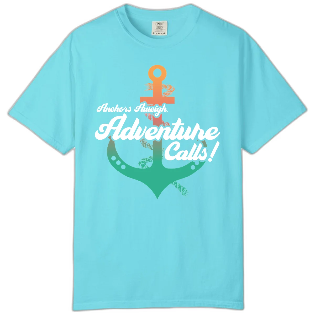 Anchors Aweigh Adventure Calls Comfort Color T-Shirt in Lagoon Blue