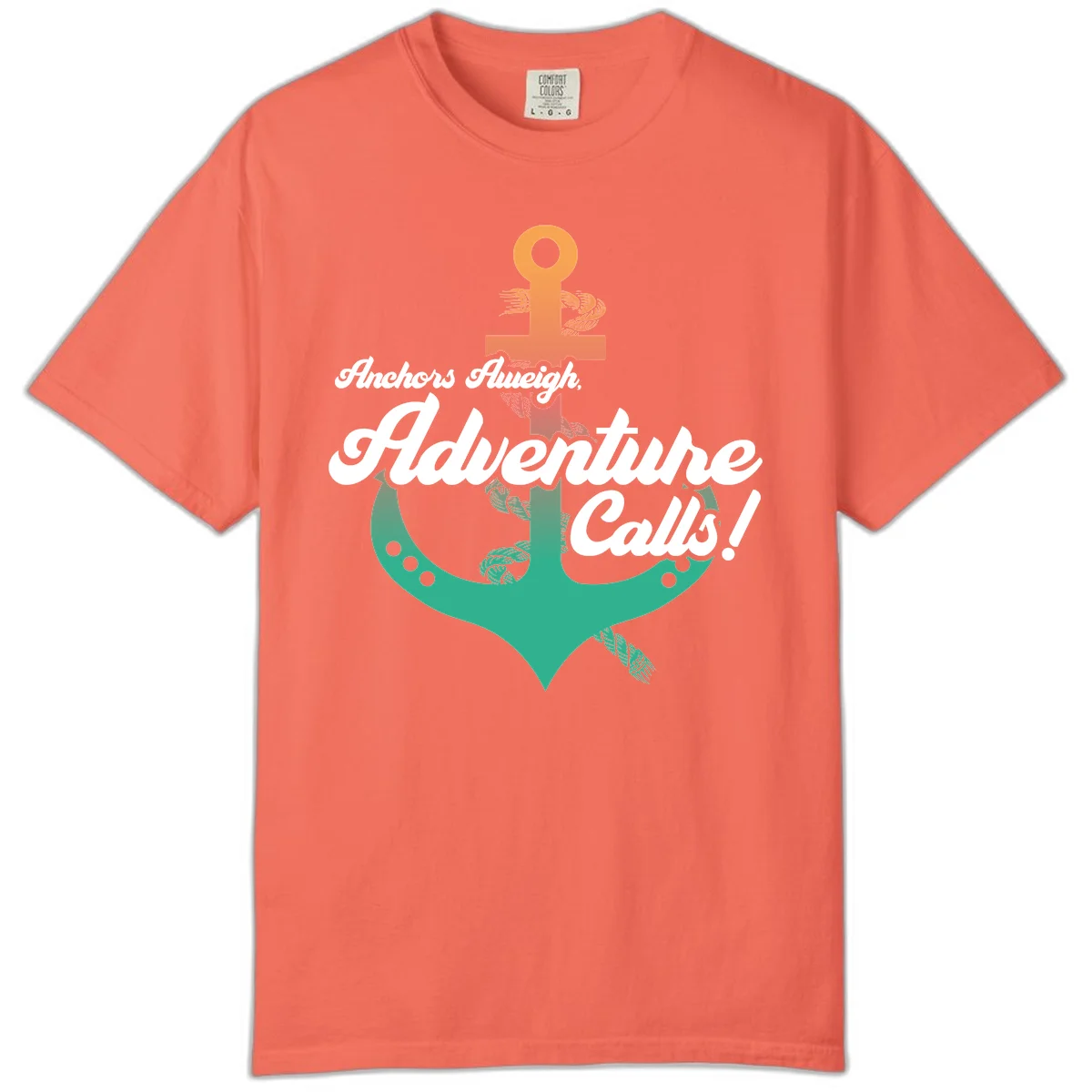 Anchors Aweigh Adventure Calls Comfort Color T-Shirt in Bright Salmon