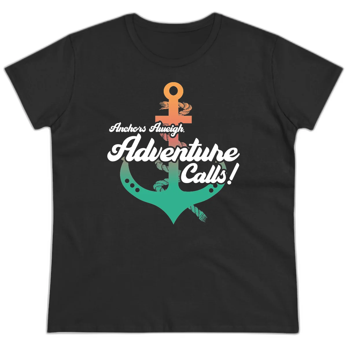 Anchors Aweigh Adventure Calls Ladies Tee in Black