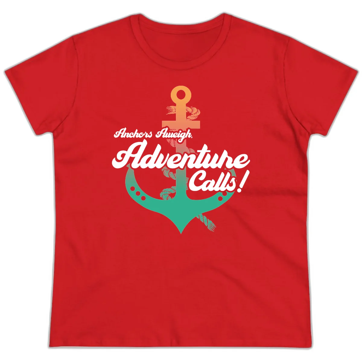 Anchors Aweigh Adventure Calls Ladies Tee in Red