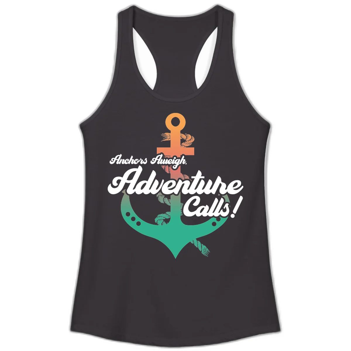 Anchors Aweigh Adventure Calls Ladies Tank Top in Black