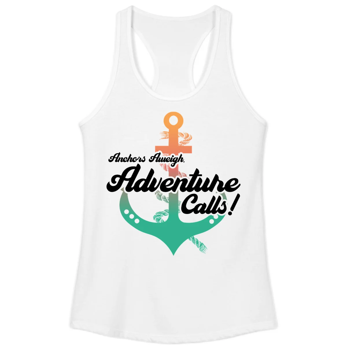 Anchors Aweigh Adventure Calls Ladies Tank Top in White