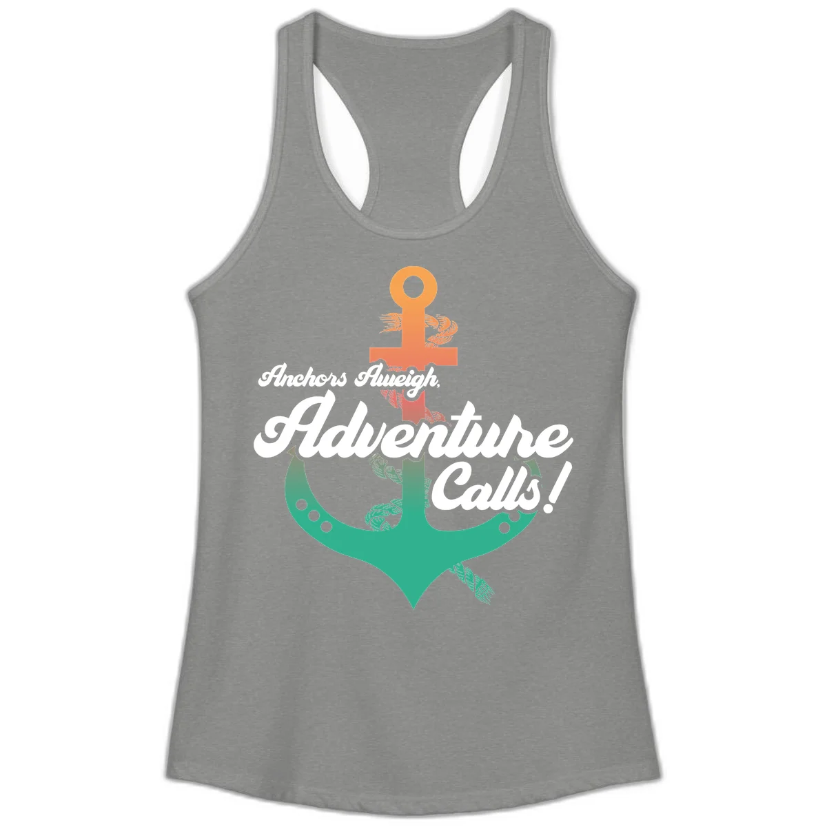 Anchors Aweigh Adventure Calls Ladies Tank Top in Heather Grey