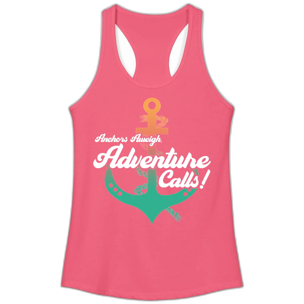 Anchors Aweigh Adventure Calls Ladies Tank Top in Hot Pink