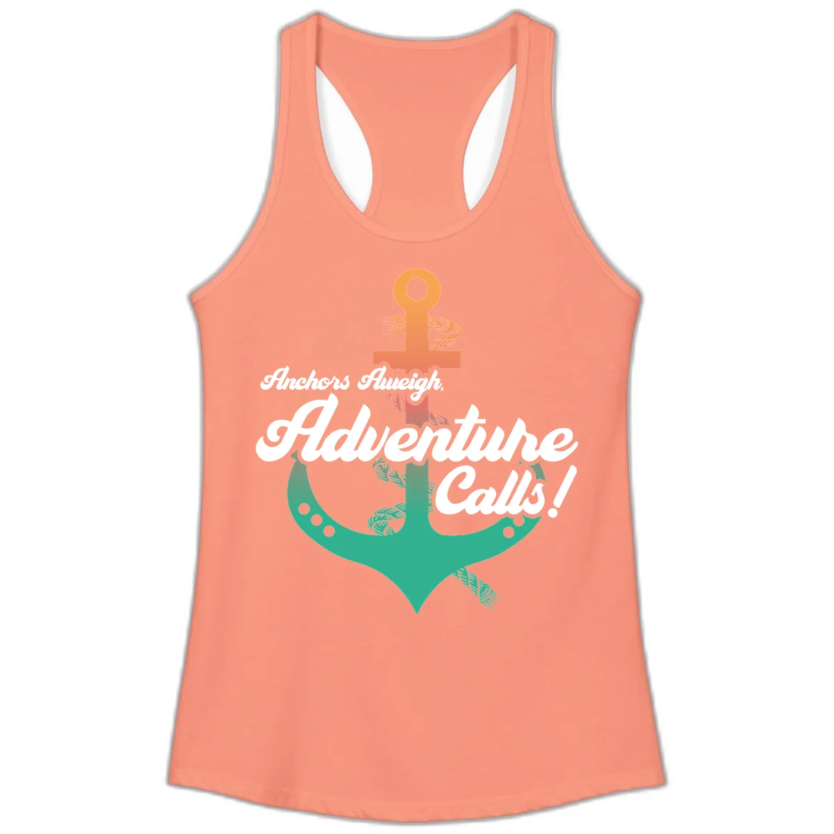 Anchors Aweigh Adventure Calls Ladies Tank Top in Solid Light Orange