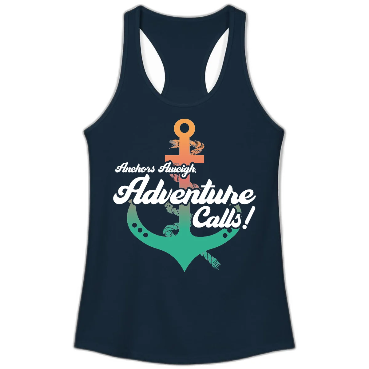 Anchors Aweigh Adventure Calls Ladies Tank Top in Solid Midnight Navy