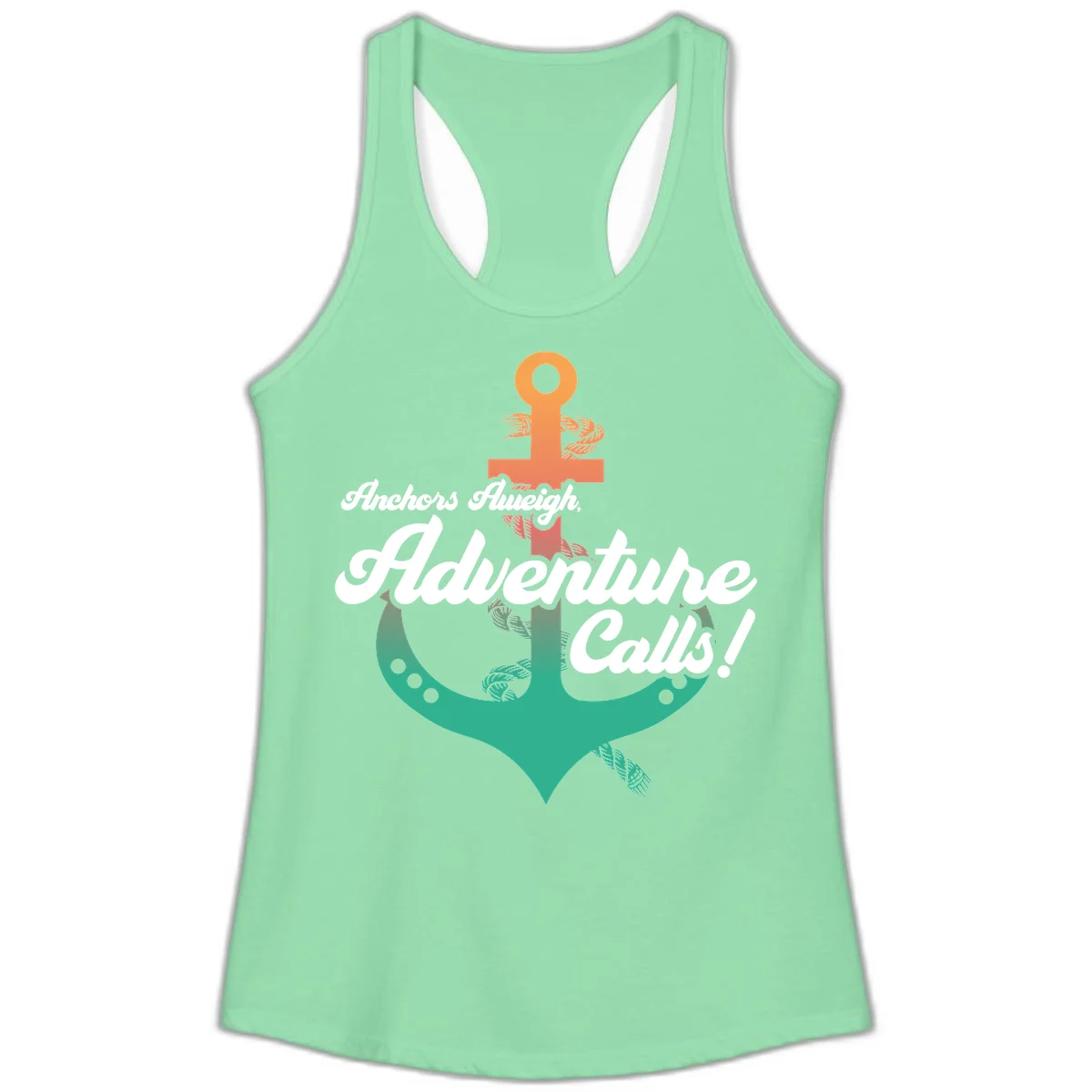 Anchors Aweigh Adventure Calls Ladies Tank Top in Solid Mint