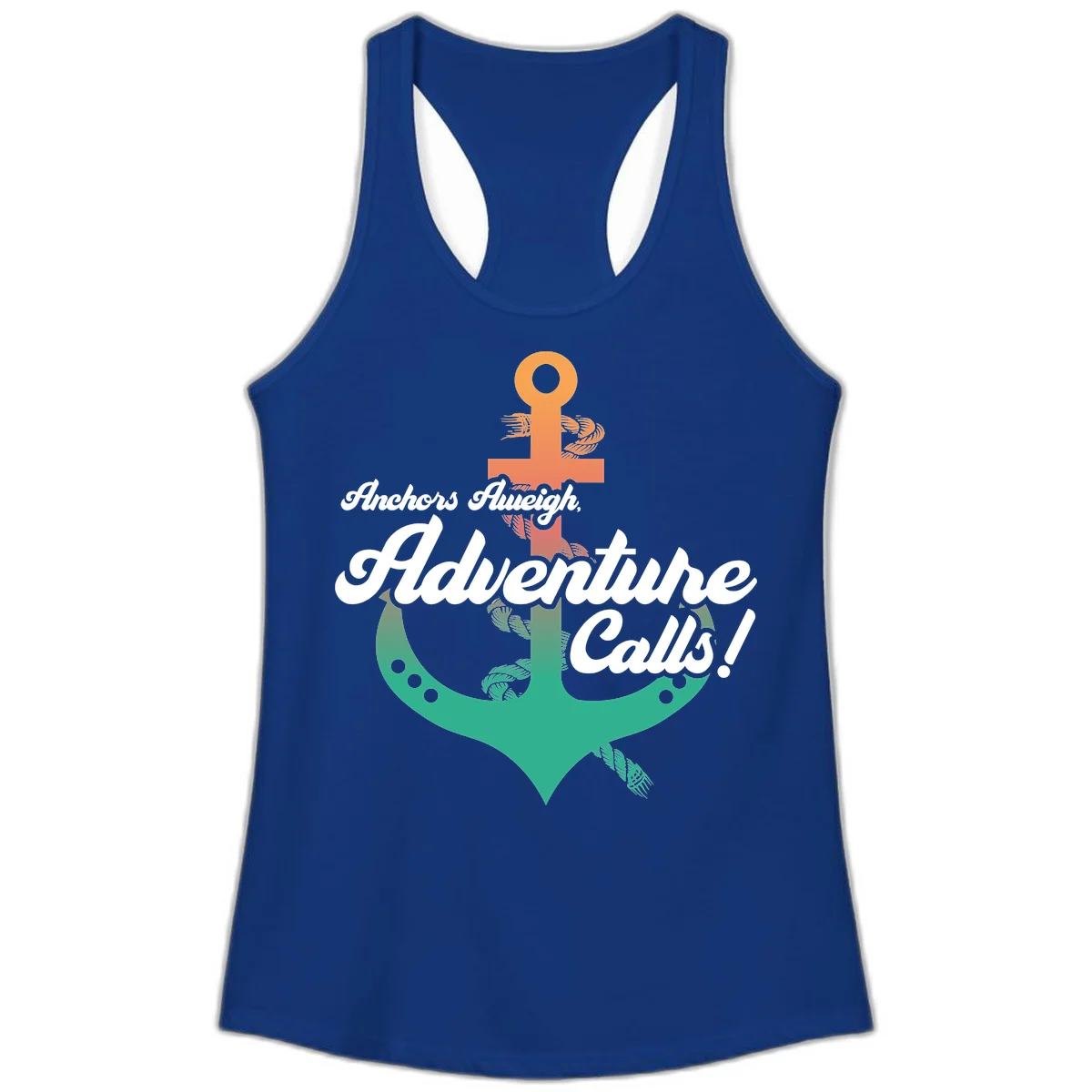 Anchors Aweigh Adventure Calls Ladies Tank Top in Solid Royal