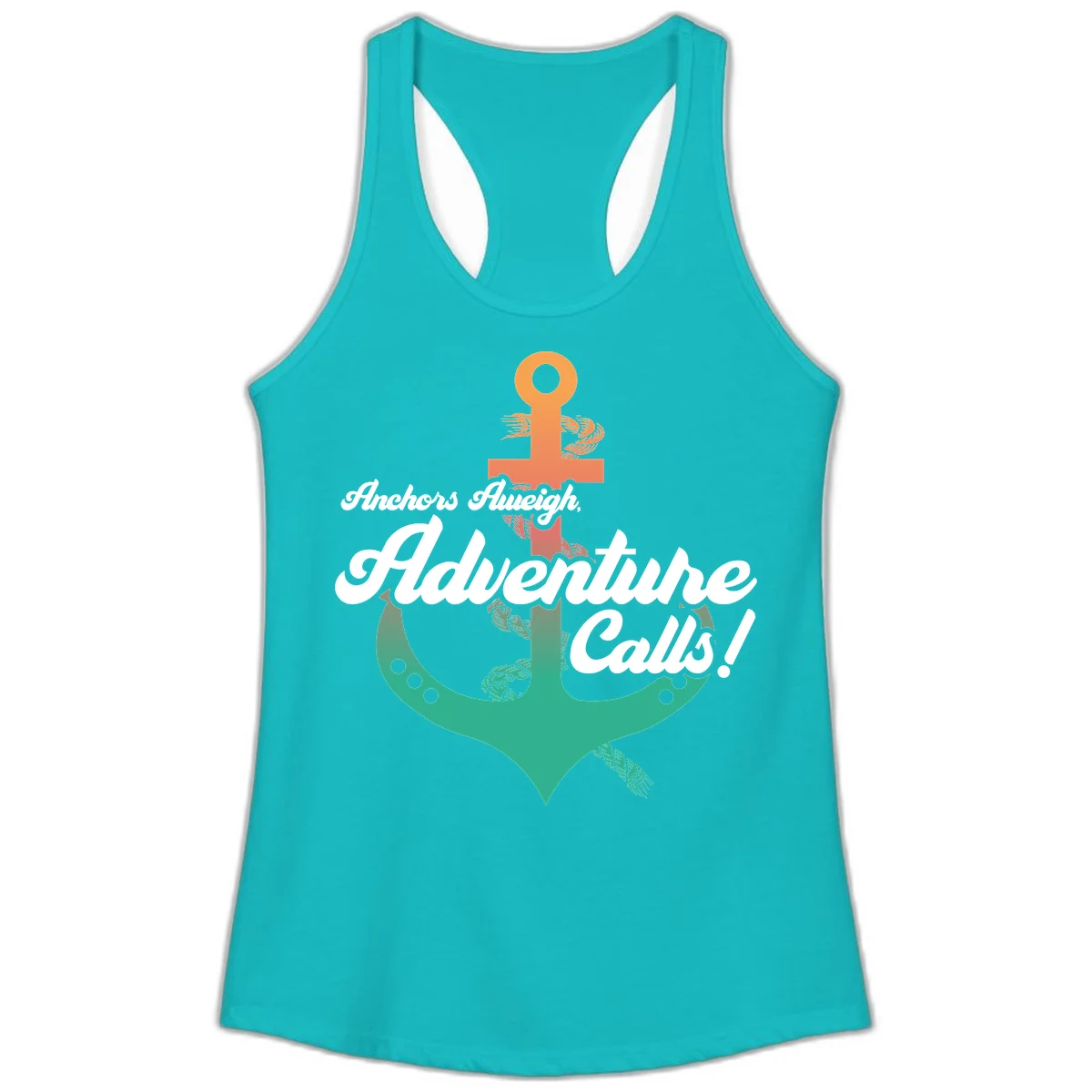 Anchors Aweigh Adventure Calls Ladies Tank Top in Tahiti Blue