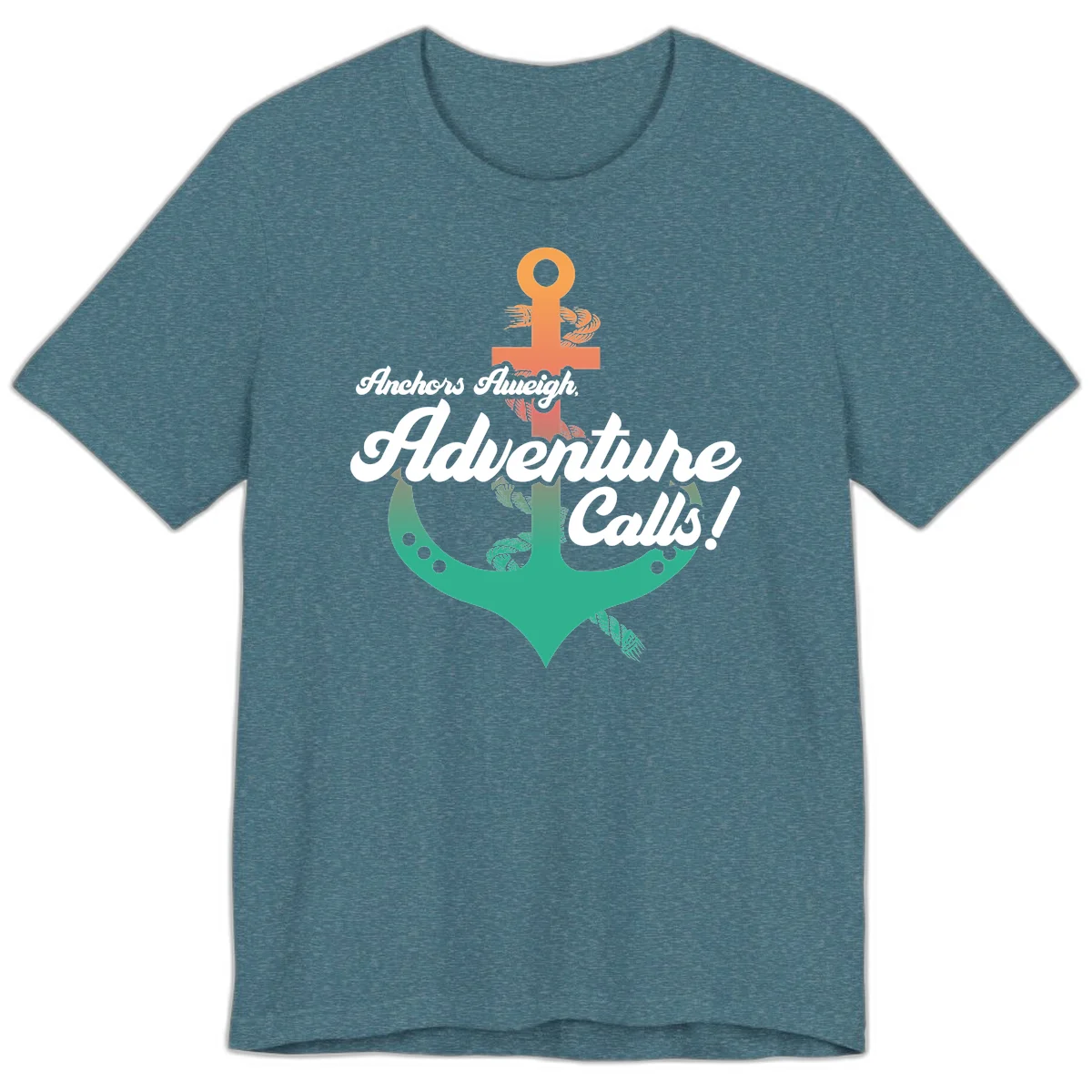 Anchors Aweigh Adventure Calls Premium T-Shirt in Heather Deep Teal