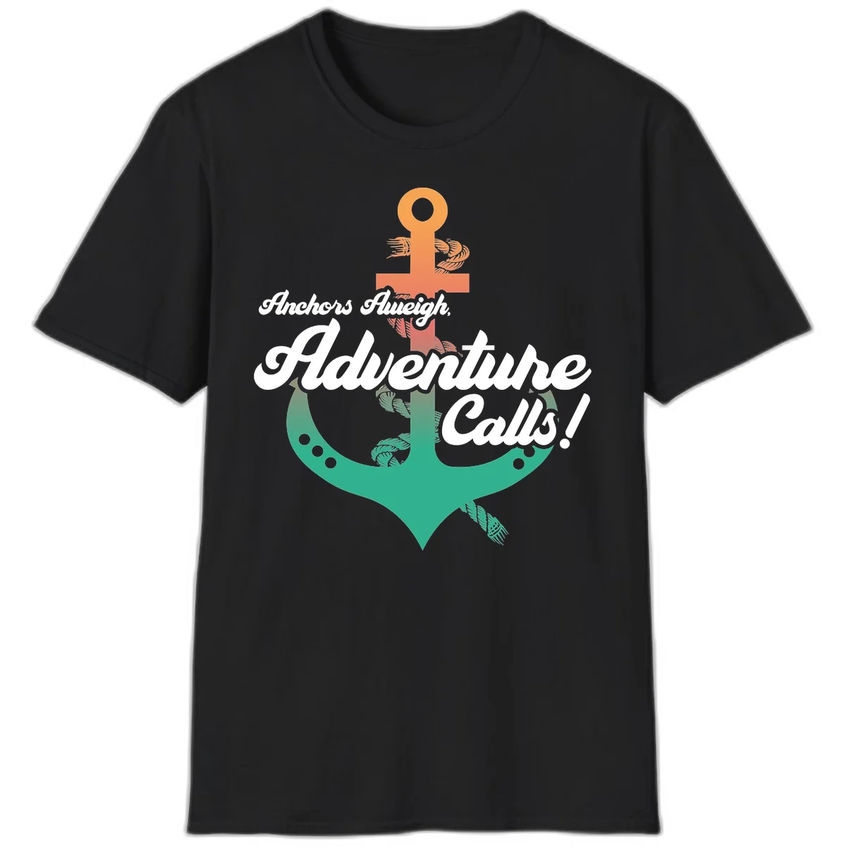 Anchors Aweigh Adventure Calls T-Shirt in Black