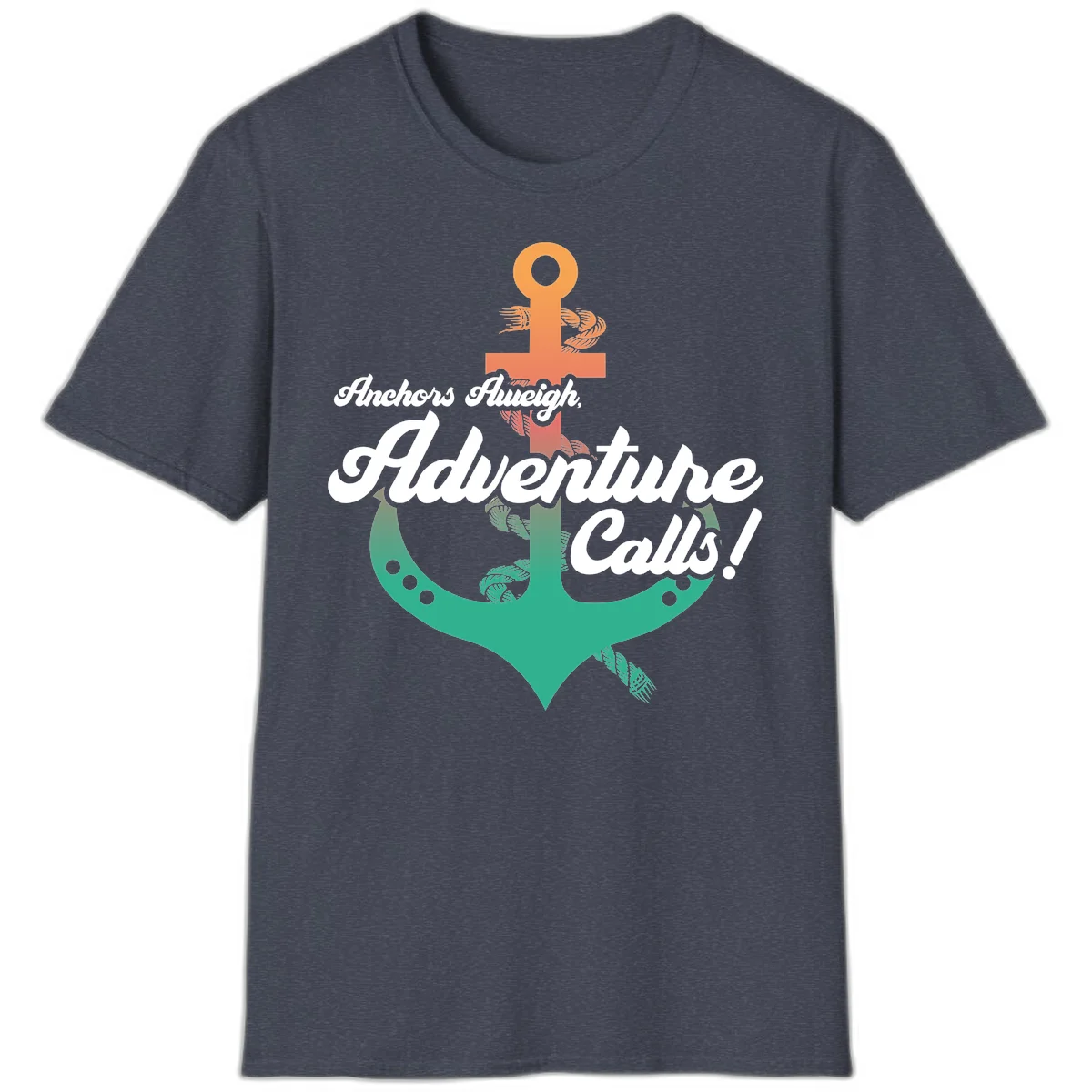 Anchors Aweigh Adventure Calls T-Shirt in Heather Navy