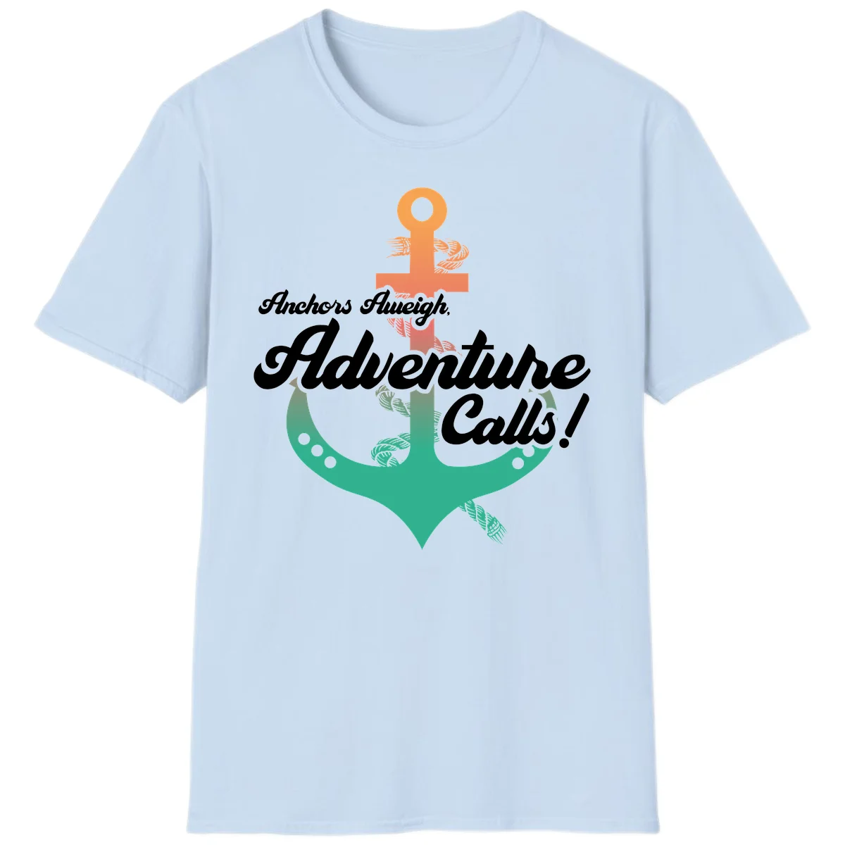 Anchors Aweigh Adventure Calls T-Shirt in Light Blue