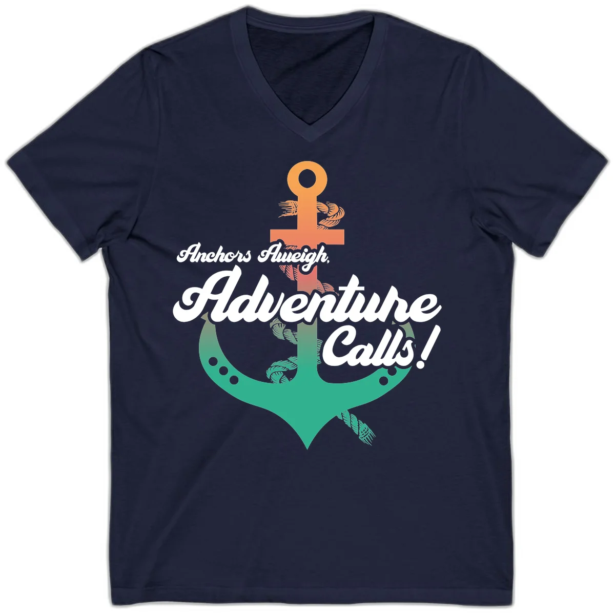 Anchors Aweigh Adventure Calls V-Neck T-Shirt in Navy